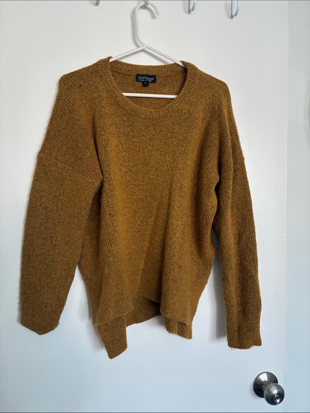 Topshop Women's Mustard Crew Neck Sweater